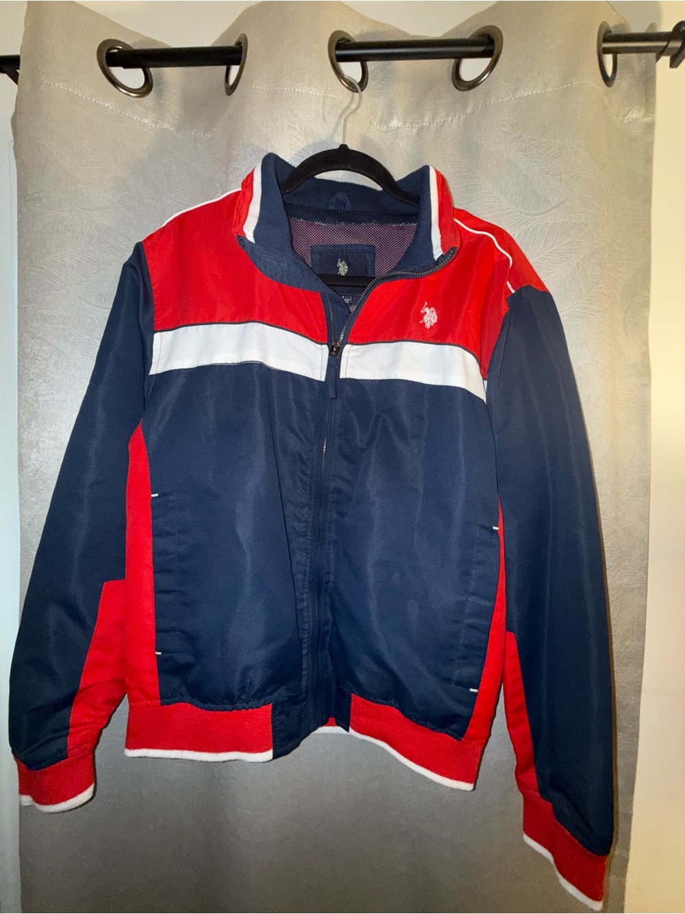 U.S. Polo Assn. Navy, Red & White Colorblock Windbreaker Jacket